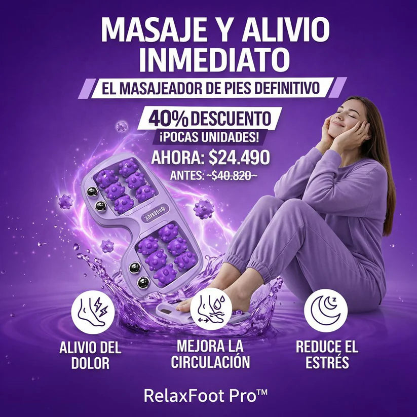 RelaxFoot Pro™ – Rodillo Masajeador de Pies Portátil para Dolor, Relajación y Circulación
