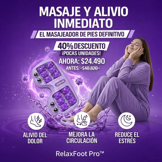 RelaxFoot Pro™ – Rodillo Masajeador de Pies Portátil para Dolor, Relajación y Circulación